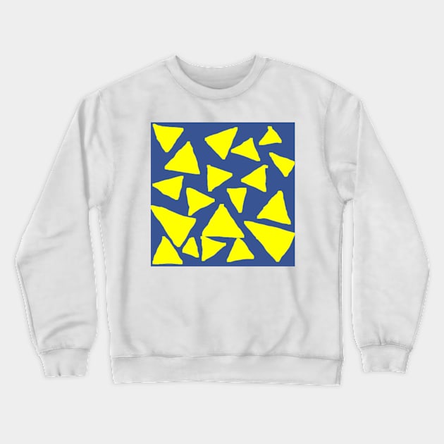 Yellow Corn Chips on Blue Crewneck Sweatshirt by Deadfluffy